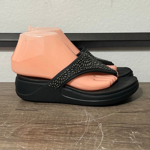 Crocs Monterey Diamante Women’s Comfort Sandals Shoes Size 7 Black - Picture 3 of 8